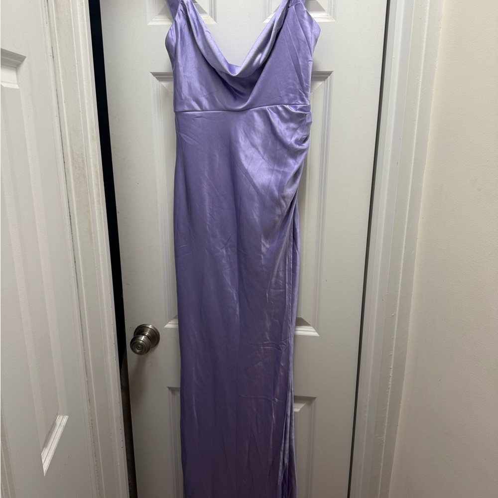 Runaway The Label Purple Cowl Neck Sleeveless Maxi Gown with slit